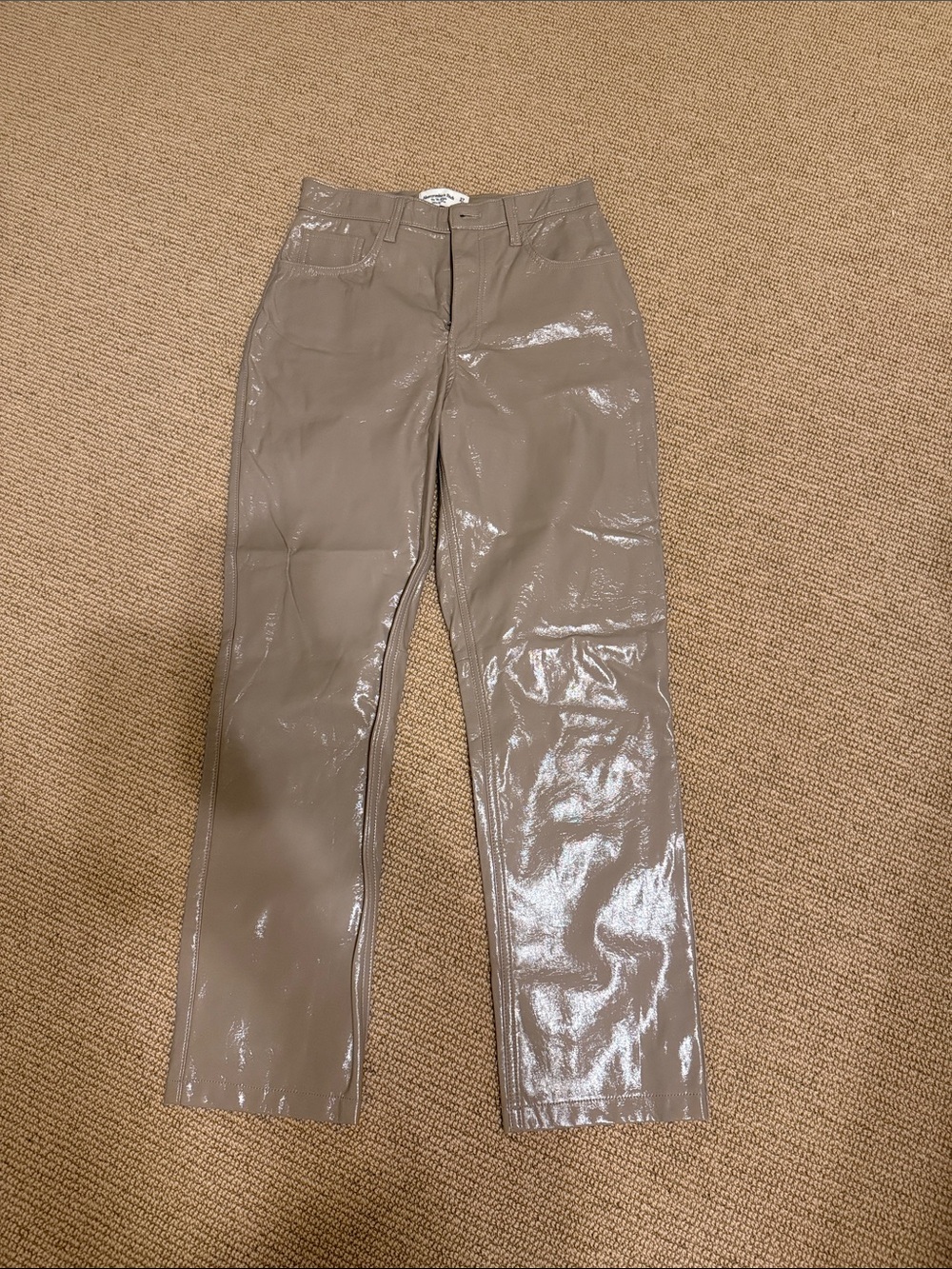 Abercrombie & Fitch Glossy Taupe Straight-Leg Pants